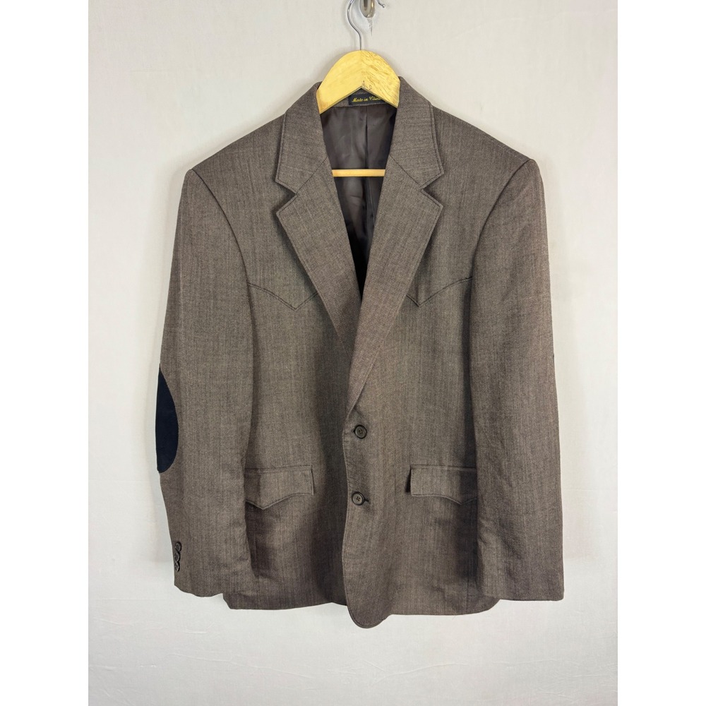 Circle S Mens‎ Western Blazer Brown 100% Wool Elbow Patches Sport Coat 42R